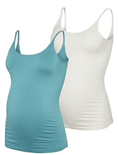 MAMALICIOUS Damen Mlheal Strap 2-p A. Tanktop, Snow White/Pack:green Blue Slate, Einheitsgröße EU von MAMALICIOUS