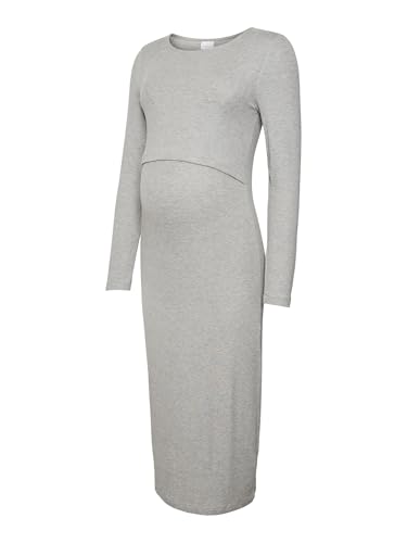 MAMA.LICIOUS Damen MLBRYNNA June LS JRS MIDI Dress 2F NOOS Kleid, Light Grey Melange, Medium von MAMALICIOUS