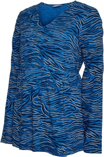 MAMALICIOUS Damen Mlcosta L/S Wo Top A., Strong Blue/Aop:black Pattern, XL von MAMALICIOUS