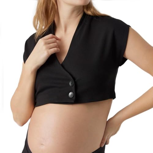 MAMA.LICIOUS Damen MLLUNA SL Cropped JRS Blazer Vest A. Pullunder, Black, L von MAMALICIOUS