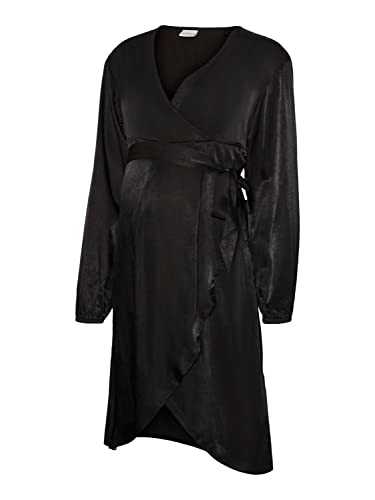 MAMALICIOUS Damen Mlmirabel Ls Wo Abk Dress, Schwarz, L von MAMALICIOUS