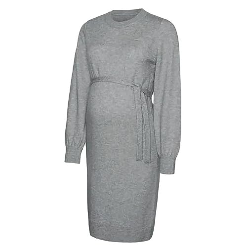 MAMALICIOUS Damen Mlnewanne L/S Abk Knit Dress A. Noos, Light Grey Melange, M von MAMALICIOUS