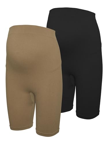 MAMA.LICIOUS Damen VMMISA HW Seamless Biker NOOS 2P Shorts, Tigers Eye/Pack:Black, S/M von MAMALICIOUS