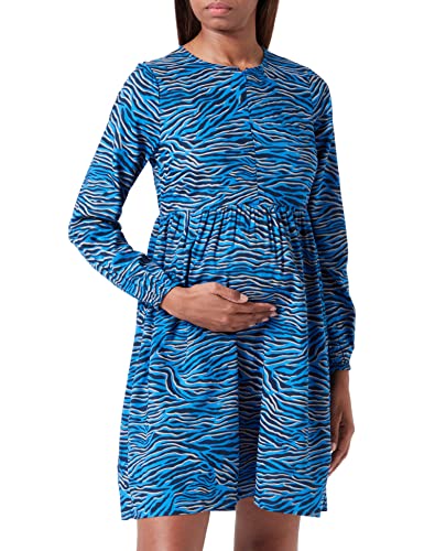 MAMALICIOUS Damen Mlcosta Lia L/S Wo Dress 2f A., Strong Blue/Aop:black Pattern, M von MAMALICIOUS