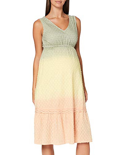 MAMALICIOUS Damen MLEMILIA S/L Woven MIDI Dress A. Kleid, Wash:DIP DYE Mellow Yellow Rose Cloud Green Milieu, M von MAMALICIOUS