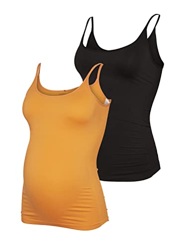 MAMALICIOUS Damen Mlheal Strap Top 2-p A., Vibrant Orange/Pack:black, Einheitsgröße von MAMALICIOUS