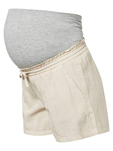 MAMALICIOUS Damen MLLINEN Woven Shorts Umstandsshorts, Beige (Sandshell Sandshell), 40 (Herstellergröße: L) von MAMALICIOUS