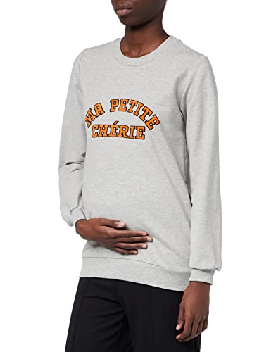 MAMALICIOUS Damen Mlulrika Vita L/S Sweat Top 2f, Light Grey Melange/Print:frontprint, M von MAMALICIOUS