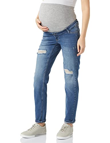 MAMALICIOUS Damen Mlcedar Regular Destroyed Jeans, Medium Blue Denim/Detail:destroyed, 32W / 32L EU von MAMALICIOUS