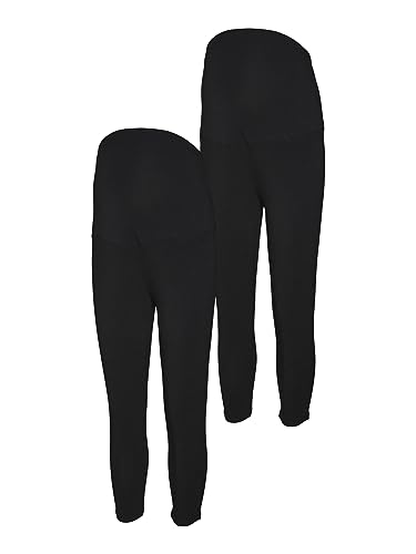 MAMALICIOUS Damen Mlemma 3/4 Jrs Legging 2-p E. A., Schwarz, XL von MAMALICIOUS