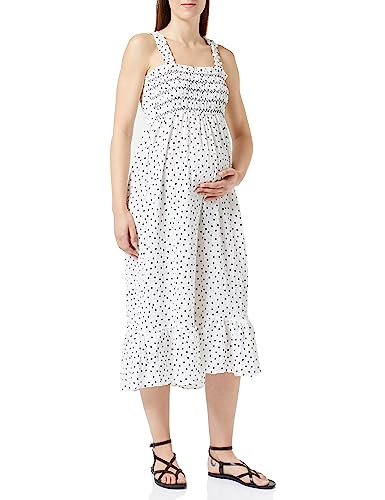 MAMALICIOUS Damen Mlesma S/L Wo Midi Dress A., Snow White/Aop:black Aop, L von MAMALICIOUS