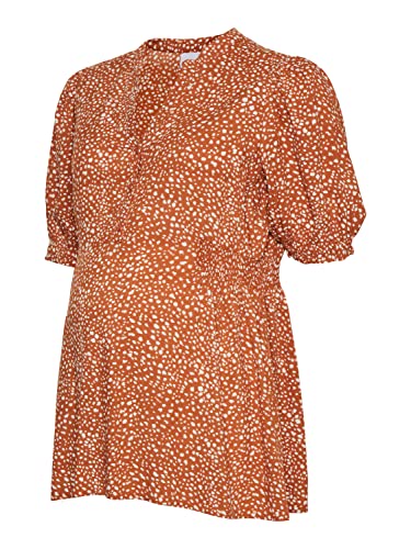 MAMALICIOUS Damen Mlhella Lia 2/4 Wo Top 2f A. Bluse, Bombay Brown/Pattern:aop Is Snow White, L EU von MAMALICIOUS