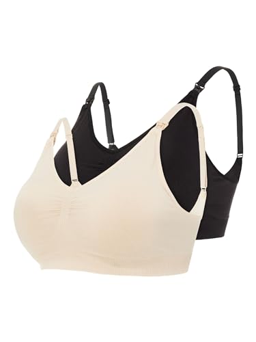 MAMALICIOUS Damen Mlilja Feed Me Bra Nf 2-p A. Noos, Black/Pack:mellow Buff, S-M von MAMALICIOUS