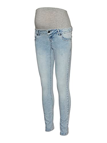 MAMALICIOUS Damen Mlina Slim Jeans, Light Blue Denim, 27W / 32L EU von MAMALICIOUS