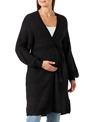 MAMALICIOUS Damen Mllinn L/S Long Knit Cardigan, Black/Aop:melange, M von MAMALICIOUS