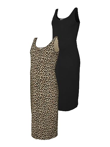 MAMALICIOUS Damen Mlmia Aop Sl Jrs Midi Dress 2-p E. A., Schwarz, XL von MAMALICIOUS