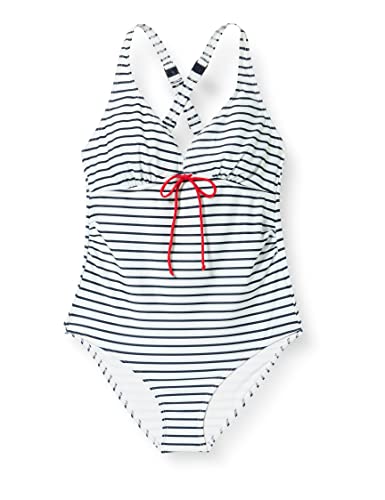 MAMALICIOUS Damen Mlnewjose Stripe Swimsuit Recycled A. Badeanzug, Snow White/Stripes:black Iris Stripes, L EU von MAMALICIOUS