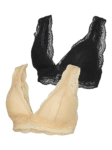 MAMALICIOUS Damen Mlnewsenia Lace Bra 2f 2-p A., Sunburst/Pack:black, L von MAMALICIOUS
