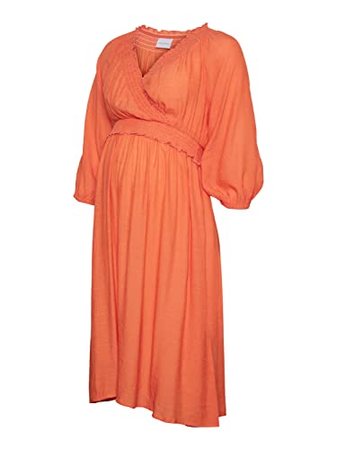 MAMALICIOUS Damen Mlpeace Tess 3/4 Woven Uk Dress 2f Kleid, Mandarin Orange, L EU von MAMALICIOUS