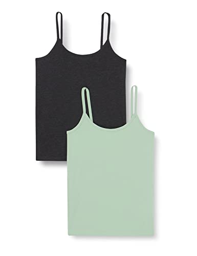 MAMALICIOUS Damen Mlsabine Strap Top Jrs Top 2-p V., Dark Grey Melange/Pack:granite Green, S von MAMALICIOUS