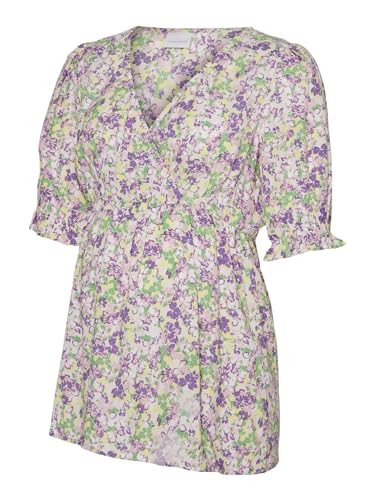 MAMALICIOUS Damen Mlsarah Tess 2/4 Wo Top 2f A., Irish Green/Aop:small Flower Print, M von MAMALICIOUS