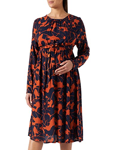 MAMALICIOUS Damen Mlsili L/S Wo Uk Dress A., Parisian Night/Detail:aop Is Brunt Ochre, L von MAMALICIOUS