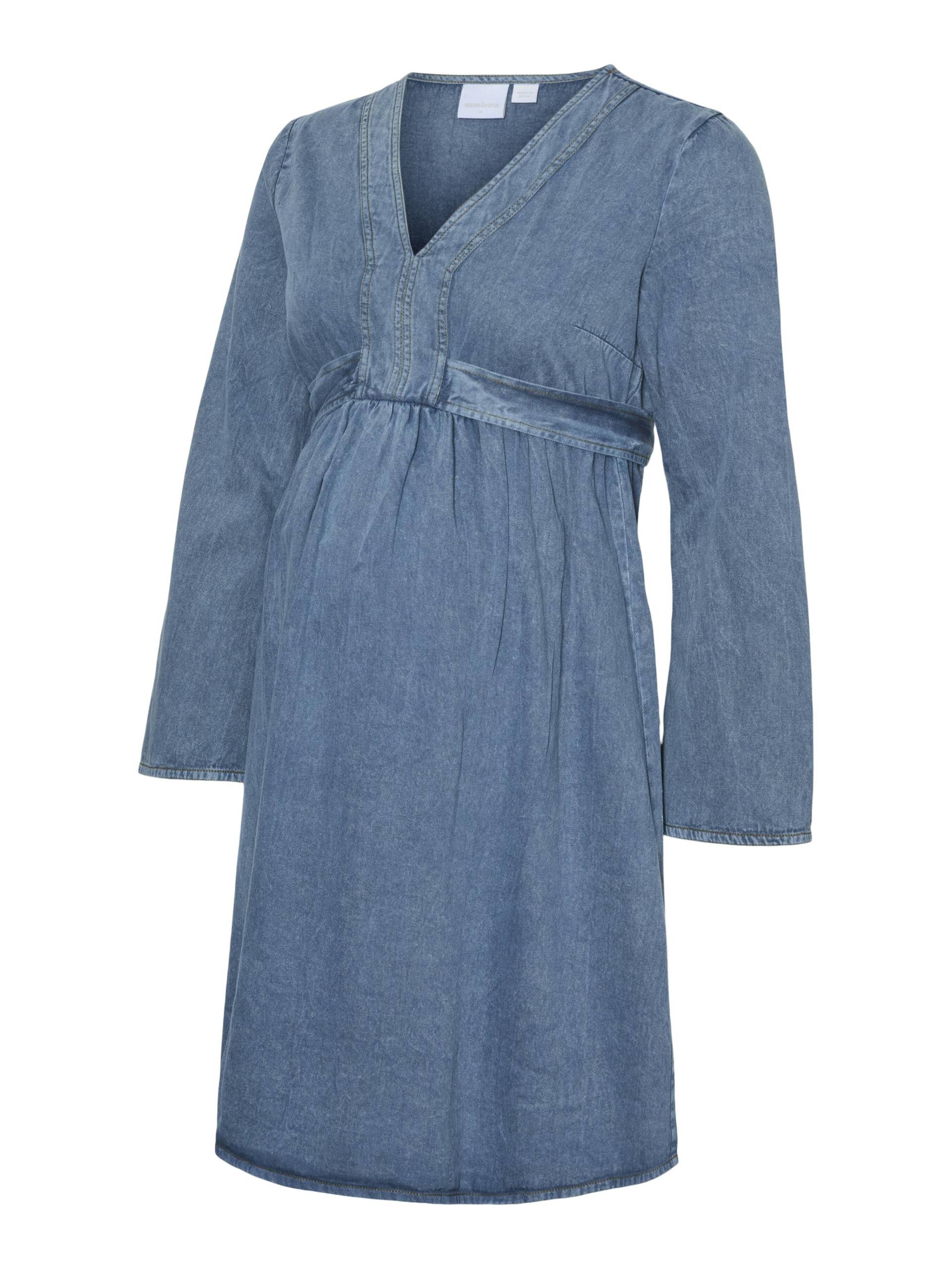 MAMALICIOUS - MLBORA L/S FLARED DRESS dark medium blue denim - Gr. - M von MAMALICIOUS