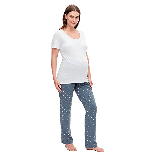 MAMALICIOUS Damen Mlmira Star Ss Jrs Pyjamas 2f A. E. Noos, Gray Dawn/Aop:star, S von MAMALICIOUS
