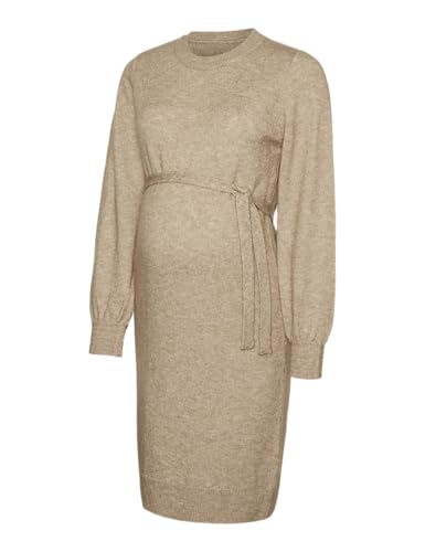 MAMALICIOUS Damen Mlnewanne L/S Abk Knit A. Noos Dress, Natural Melange, L EU von MAMALICIOUS