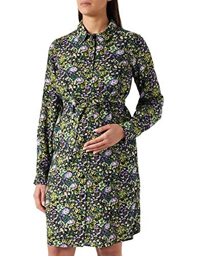 MAMALICIOUS Damen Mlgarcia Lia L/S Wo Abk Dress 2f A., Black/Aop:flowers, L von MAMALICIOUS