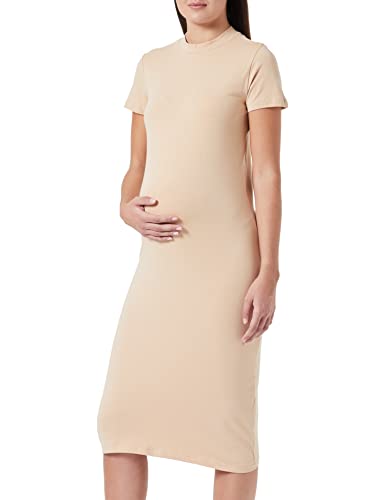 MAMALICIOUS Women's MLSIA S/S Jersey MIDI HIGH Neck Dress A. Kleid, Cuban Sand, L von MAMALICIOUS