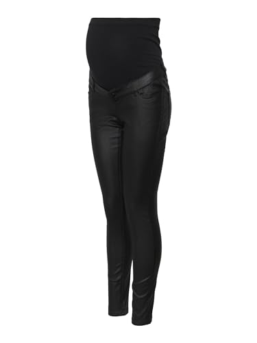 MAMALICIOUS Damen Vmmseven Ss Smooth Coated Pants Noos, Black/Detail:coated, XS von MAMALICIOUS