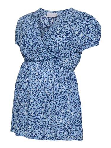 MAMALICIOUS Damen Mldee Tess Wo S/S Top 2f A., Azure Blue/Aop:flower Aop, L von MAMALICIOUS