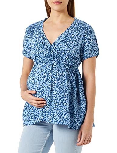 MAMALICIOUS Damen Mldee Tess Wo S/S Top 2f A., Azure Blue/Aop:flower Aop, M von MAMALICIOUS