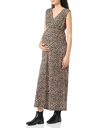 MAMALICIOUS Damen Mlkalina Tess S/L Jrs Maxi Dress 2f., Cuban Sand/Aop:leo, S von MAMALICIOUS