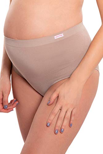 MAMARELLA Umstandsslip Seamless aus weicher Bambus-Viskose hautfarben L, elastischer Überbauch Schwangerschafts Slip, stützend und nahtlos, hoher Schwangerschaft und Stillzeit von MAMARELLA