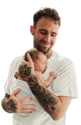 PA/PA Skin to Skin Baby Bonding Shirt Papa in Weiß, Bio-Baumwolle, fördert emotionale Bindung Baby, Geburt (DE/NL/SE/PL, Alphanumerisch, XL, Regular, Regular, weiß) von MAMARELLA
