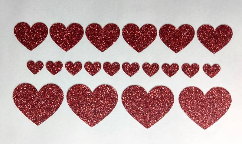 Bügelbild | Glitzer Herzen Verschiedene Größen Geschenk Muttertag Geburtstag Einschulung Ostern Weihnachten Silvester von MAMARINCHEN