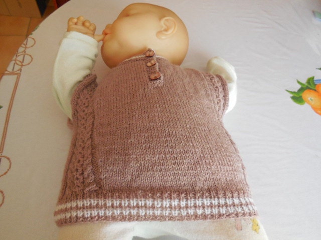 Ärmelloser Pullover - Baby 3 Monate Schöne Drehungen Vorne Und Hinten von MAMIEROSELYNETRICOTE