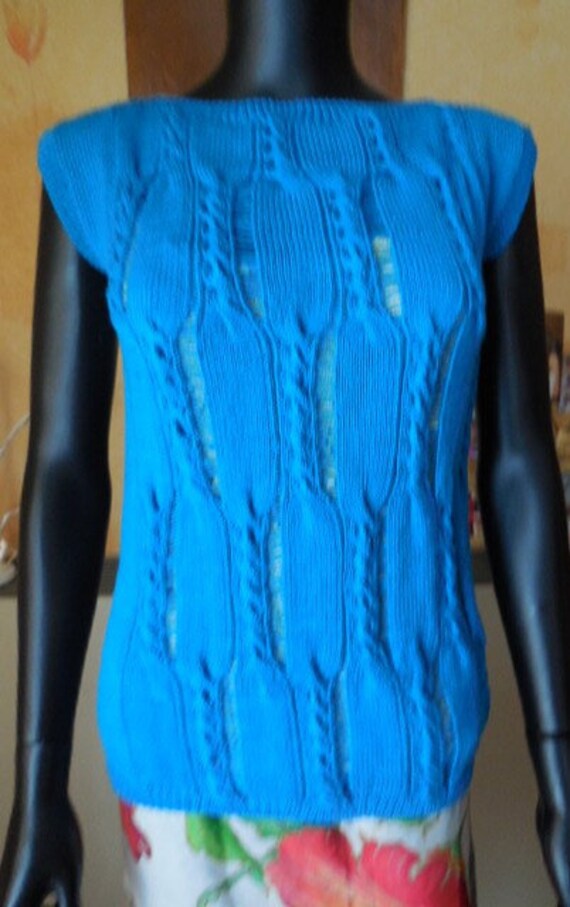Auf Bestellung Ärmelloser Pullover - Handgestrickte Durchbrochene Stiche Größe 38/40 von MAMIEROSELYNETRICOTE