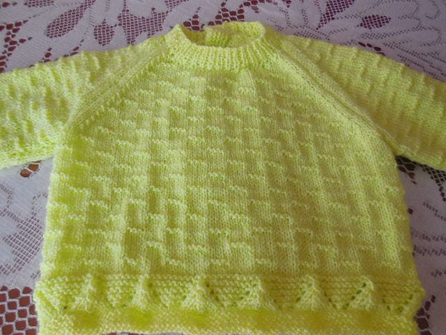 Bh-Geburt Bis 3 Monate Gestrickt Hand - Ziemlich Fancy Farbe Grün Anis Punkte von MAMIEROSELYNETRICOTE