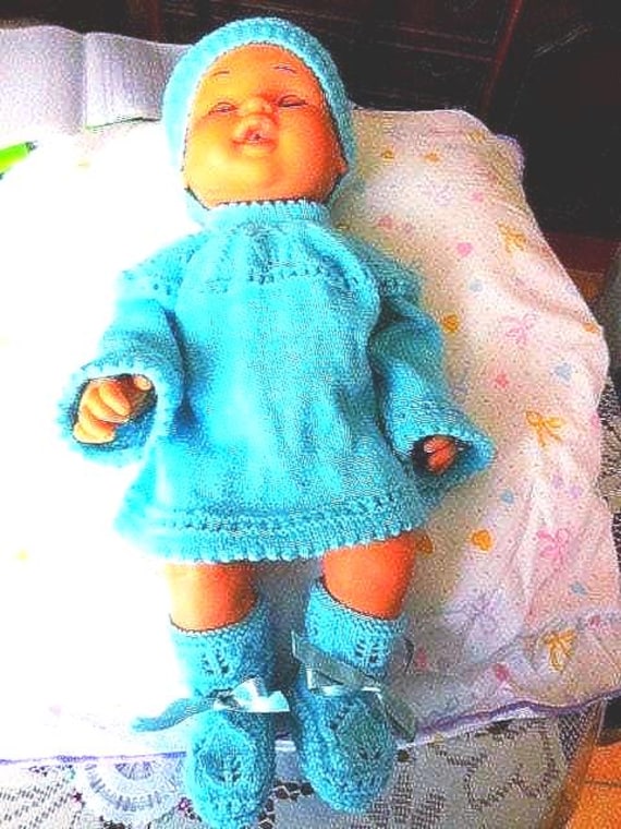 Schönes Babyset Geburt Bis 3 Monate - Handgestrickt Hübsches Lochmuster von MAMIEROSELYNETRICOTE