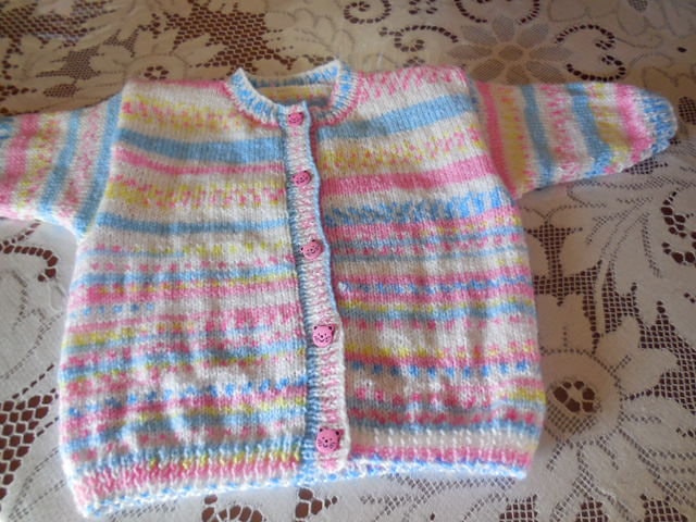 Ziemlich Strickjacke Baby 3 Monate Gestrickt Wolle Hand - Qualität Weißes Pferd Babylux 100 % Acryl von MAMIEROSELYNETRICOTE