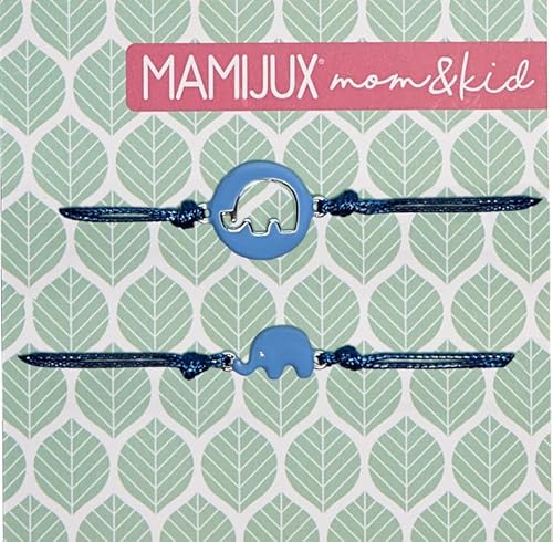 MAMIJUX Armband Geschenkidee Mutter und Tochter Sohn Muttertag Weihnachtsgeschenk mit Elefant hellblau emailliert von MAMIJUX