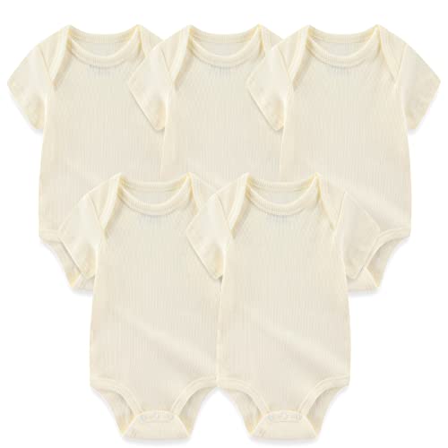 MAMIMAKA Baby Boys Short Sleeve Bodysuit Baby wachsen Baumwolle Weste 5-pack,3-6 Monate von MAMIMAKA