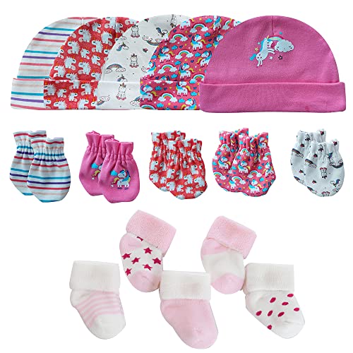 MAMIMAKA Baby Caps Handschuhe und dicke warme Socken Baumwolle Neugeborene Essentials Zubehör (Hüte+Handschuhe+Terry Socken),0-6 Monate von MAMIMAKA