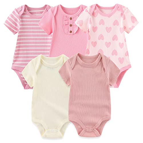 MAMIMAKA Baby Kurzarm-Bodysuits Baby Mädchen Kleidung Baumwolle Weste einteilig,0-3 Monate von MAMIMAKA