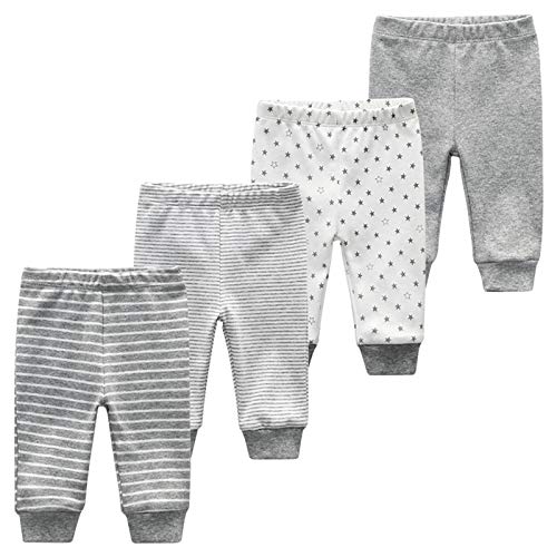 MAMIMAKA Baby Pants Baby Trousers Adjustable Baby Long Pants for Newborn Boys and Girl 4-Pack (Baby-Hose-4, 0-3 Monate) von MAMIMAKA