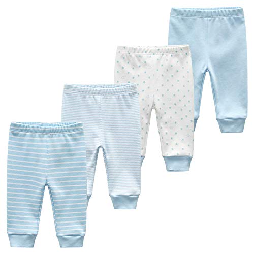 MAMIMAKA Baby Pants Baby Trousers Adjustable Baby Long Pants for Newborn Boys and Girl 4-Pack (Baby-Hose-3, 0-3 Monate) von MAMIMAKA
