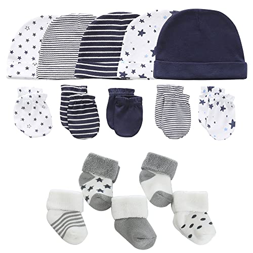 MAMIMAKA Baby Caps Handschuhe und dicke warme Socken Baumwolle Neugeborene Essentials Zubehör (Hüte+Handschuhe+Terry Socken),0-6 Monate von MAMIMAKA